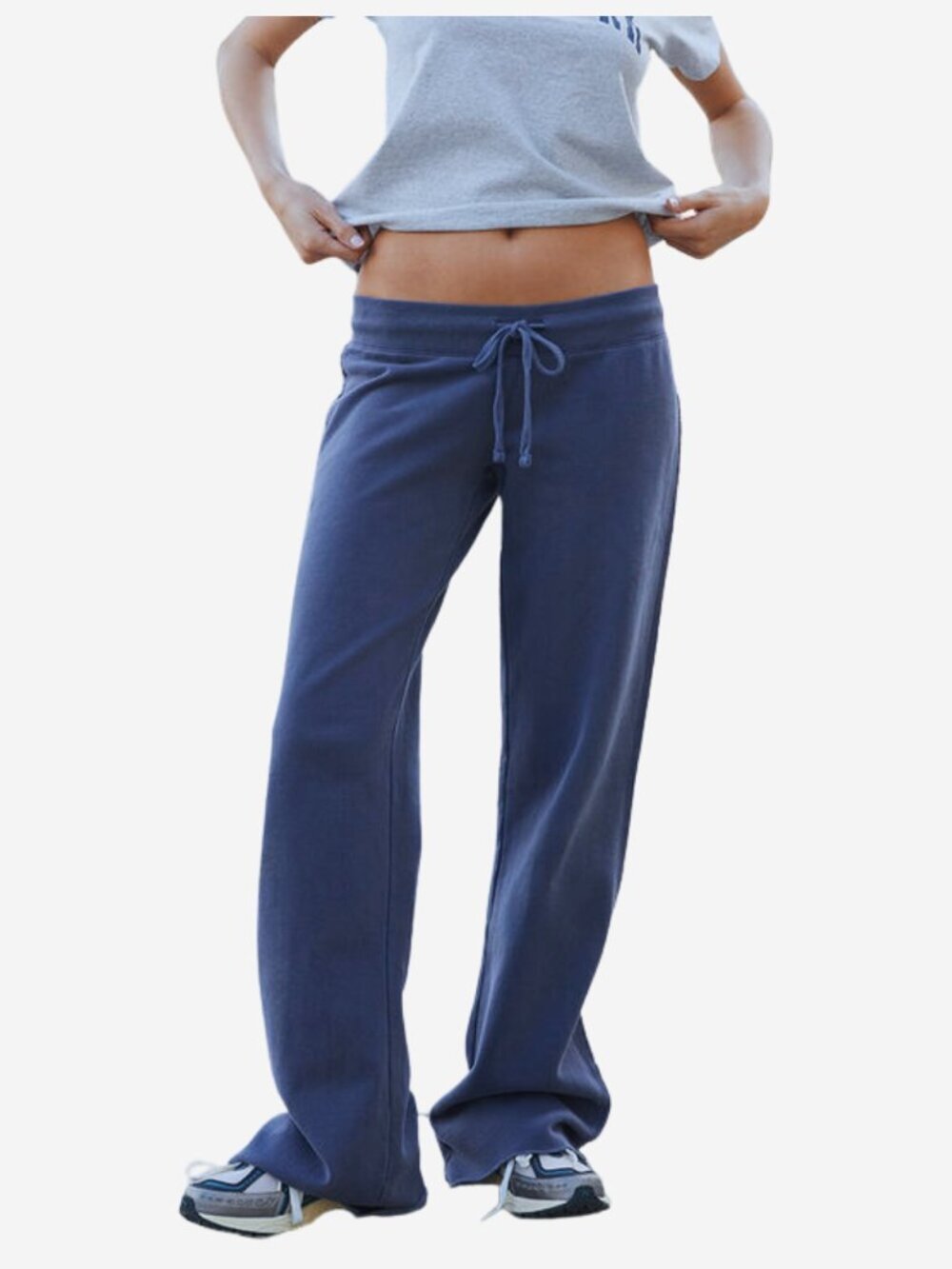 Brandy Melville Anastasia Wide Leg Sweatpants Raw Hem Blue - One Size